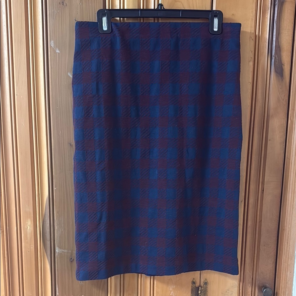 Ann Taylor Blue and Red Midi Pencil Skirt for Work